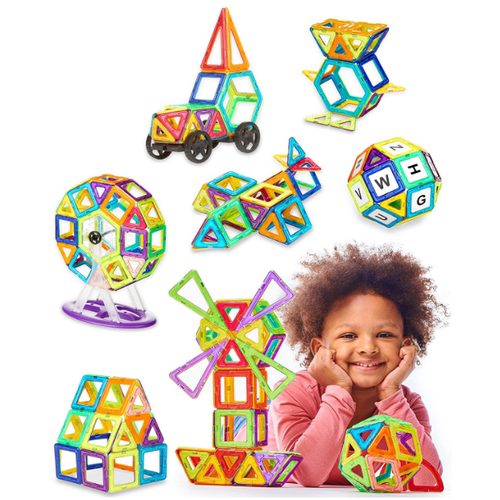 Kids Creative Magnetic Blocks Building Tiles Stacking Toys