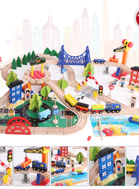 108pc Hand Crafted Train Triple Loop Railway Track Kids Toy