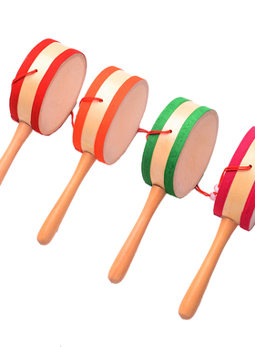 Wooden Hand Shaking Drum Rattle Music Toy for Baby Kid Child