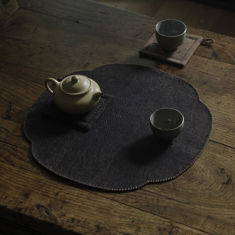 合行序 茶席圆形海棠双面香云纱老料手工缝制小众高端复古壶承垫,居家布艺,茶席,淘宝优惠券,粉丝福利购,淘宝优惠卷