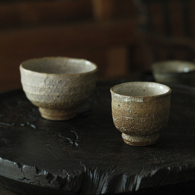 合行序 主人杯松木柴烧自然釉朴拙单杯纯手工软化水质韩国作家器