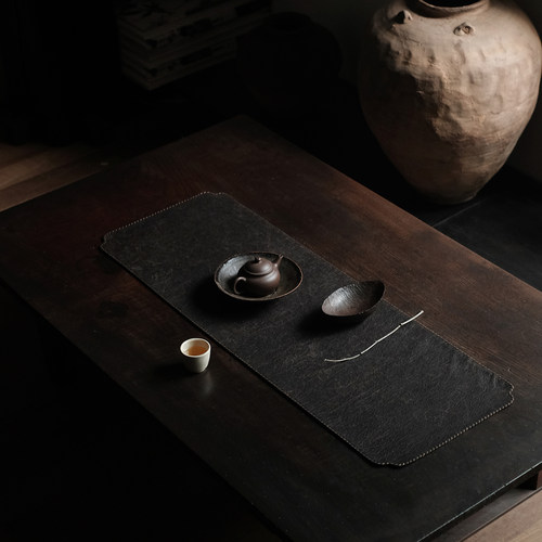 合行序 茶席香云纱老料布茶席手工缝制古朴素雅小众原创