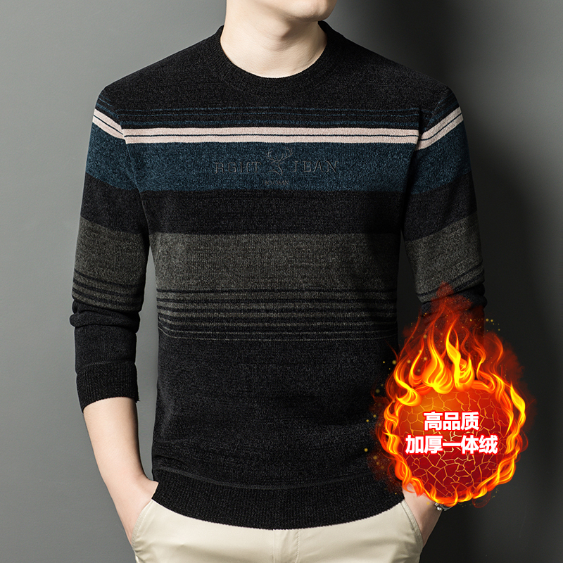 实体清货中年爸爸加绒毛衣不起球