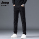 直筒潮牌高端黑色加绒休闲裤 吉普牛仔裤 子 2025新款 修身 男士 秋冬季
