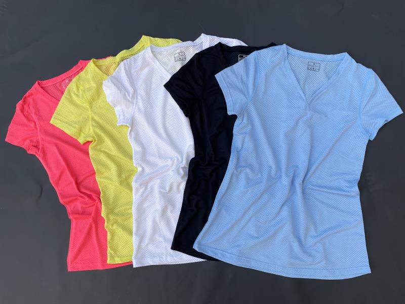 运动t恤女速干长短袖女健身服休闲网眼透气跑步T恤瑜伽服V领罩衫t