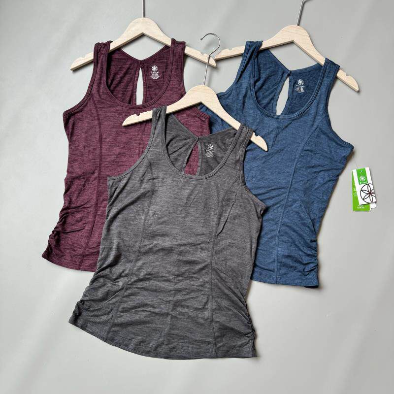 瑜伽服女专业速干健身衣宽松美背罩衫背心上衣大码褶皱显瘦运动T