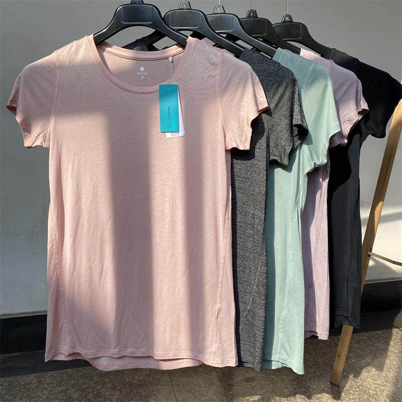 大码运动上衣女宽松圆领罩衫速干T恤瑜伽服短袖夏薄款跑步健身衣