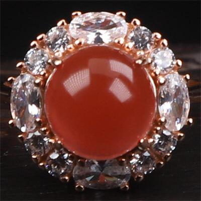 无裂天然原矿冰红冰粉戒面戒指