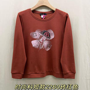 2260香港LC大码女装卫衣黑红遮肚200斤胖MM港风简单纯色偏短