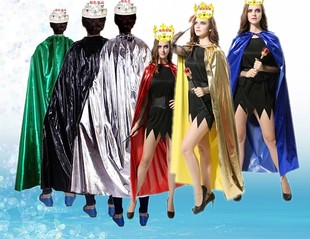 万圣节披风cos王子服装斗篷表演服 皇冠权杖公主服装成人国王服装