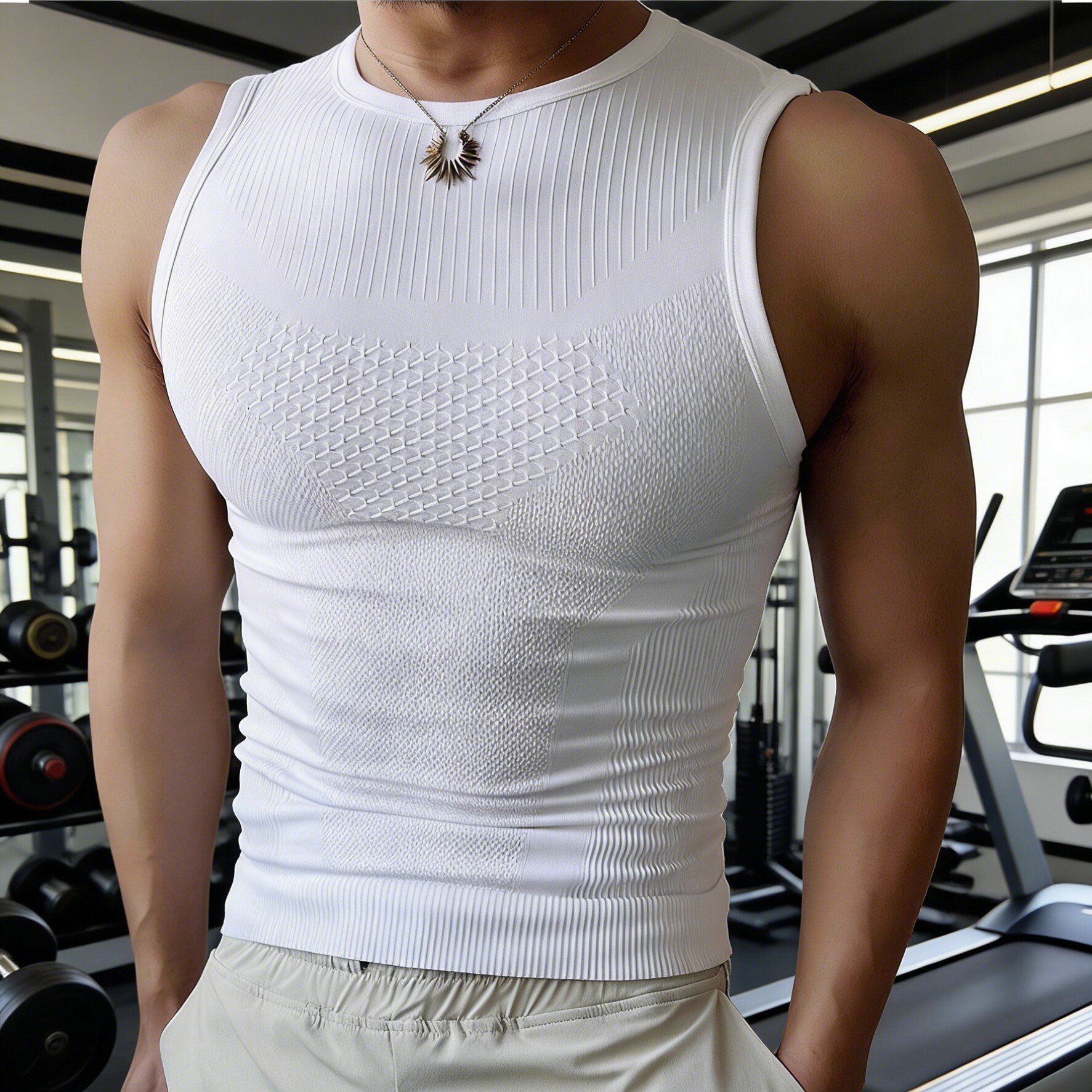 夏季无袖坎肩健身运动背心无缝高弹透气排汗速干紧身男士上衣