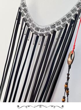 汉服国风手工流苏铃铛黑色腰带长款飘带蝴蝶腰裙古风戏曲服装配饰