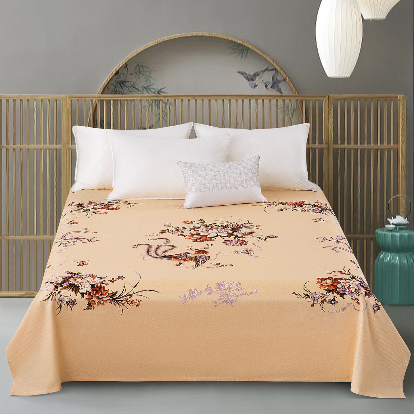 凤凰民光复古加厚加丝光厚印花老式老式全棉单上海老牌纯棉床单A4