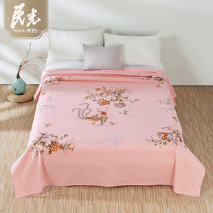 民光凤穿牡丹 被单国潮床单上海老牌纯棉国民床单 怀旧加厚老式