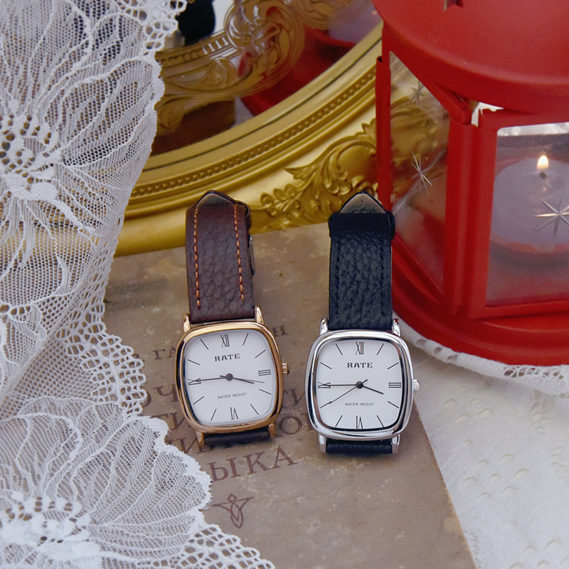 执迷·rate雷特授权方形罗马字情侣对表简约气质男女手表学生