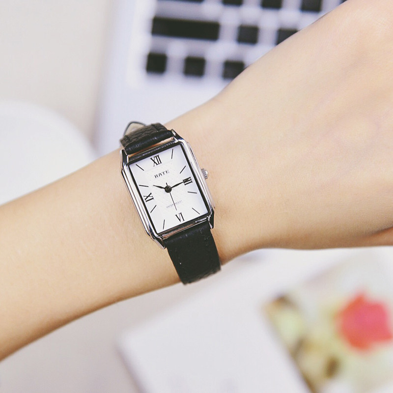 雷斯特rate正品古董优雅罗马刻度方形简约情侣款皮带学生手表