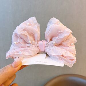 公主珍珠蝴蝶结儿童发夹韩版女童立体发饰小女孩甜美顶夹头饰批发