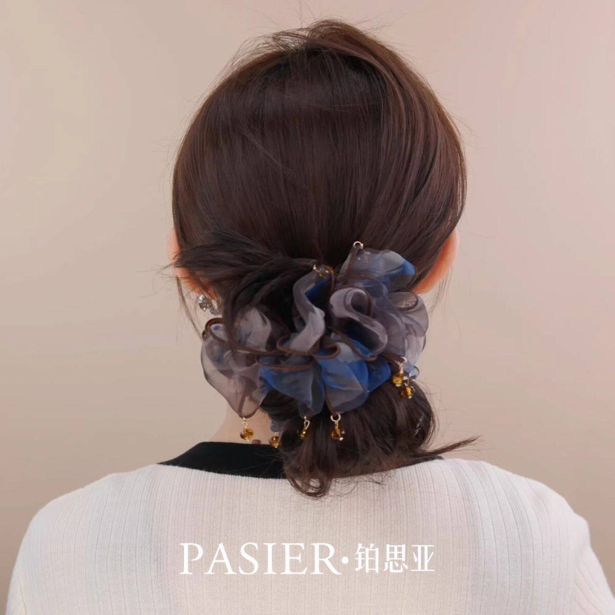 赫本王妃暮色海岸发饰发圈丸子头发时尚花头花显发量大头花网红款