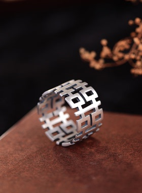 925纯银镂空指环复古文艺风