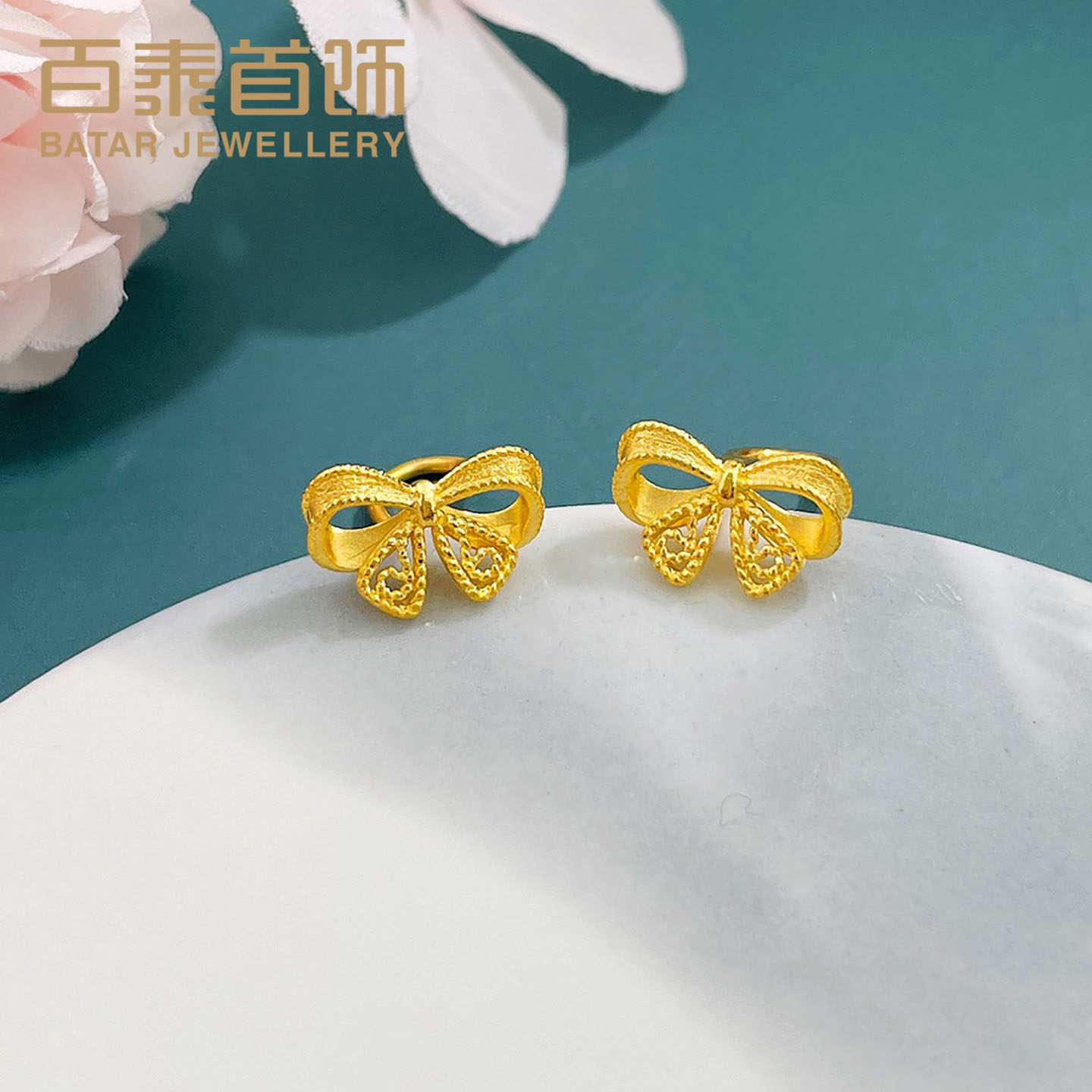 百泰花丝在逃公主黄金耳饰足金999耳钉绕线蝴蝶结弯钩弯针养耳洞,黄金,细金工艺计价黄金耳饰,淘宝优惠券,粉丝福利购,淘宝优惠卷