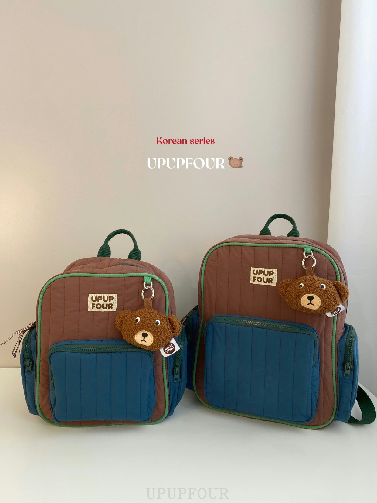 upupfour焦糖可可｜原创自制韩国多功能纯棉绗缝刺绣妈咪包亲子包