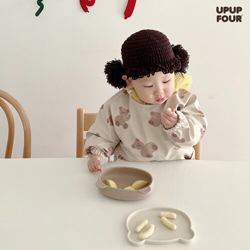 upupfour自制韩国宝宝吃饭罩衣防水围兜儿童长袖婴幼儿防脏反穿衣