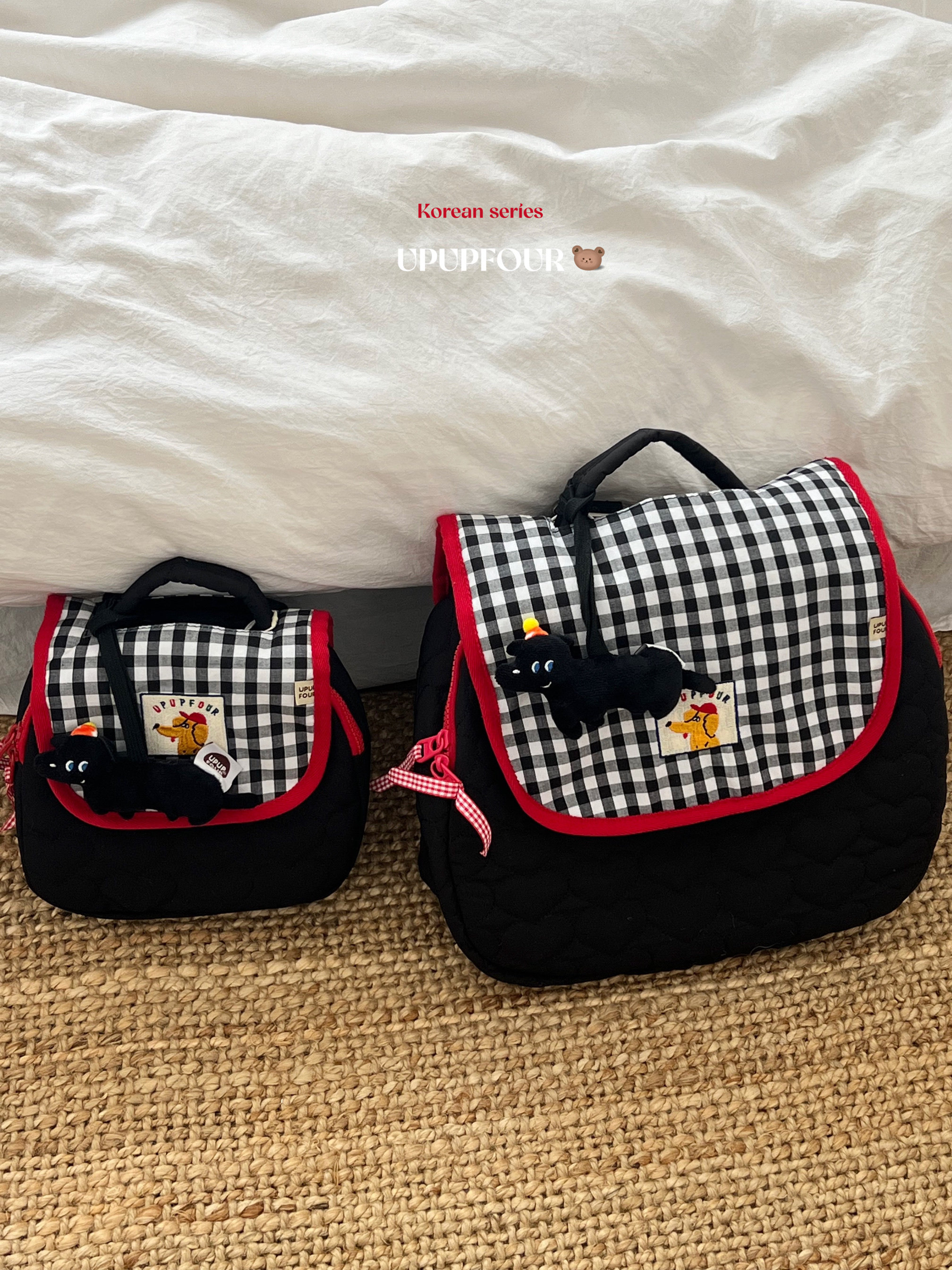 upupfour波比狗狗｜原创自制韩国多功能纯棉绗缝刺绣妈咪包亲子包