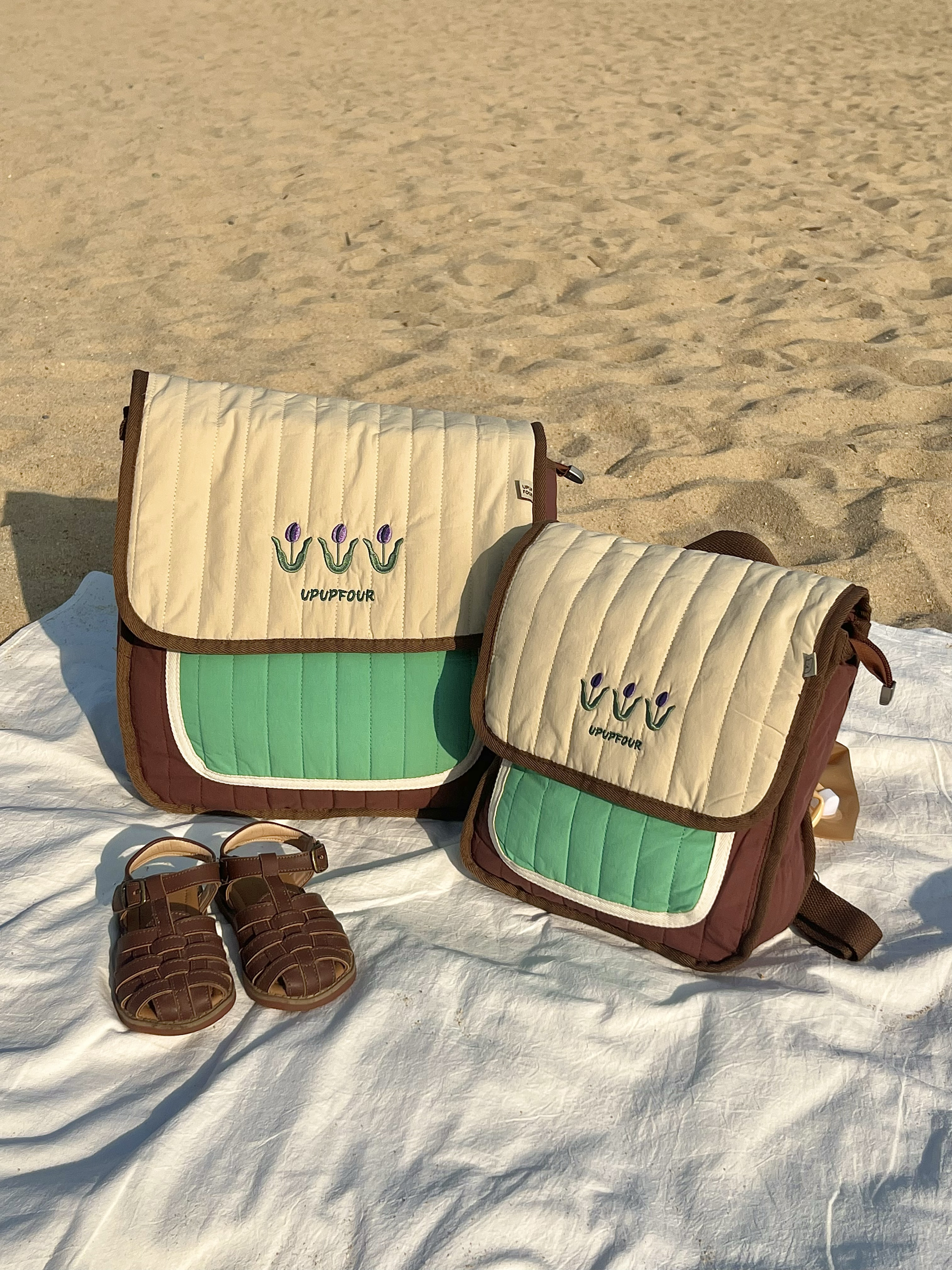 upupfour伊藤传说｜原创自制韩国多功能纯棉绗缝刺绣妈咪包亲子包