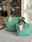 upupfour嘟嘟森林｜原创自制韩国多功能纯棉绗缝刺绣妈咪包亲子包