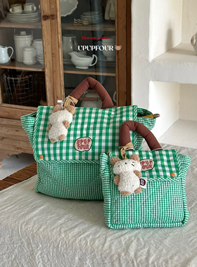 upupfour嘟嘟森林｜原创自制韩国多功能纯棉绗缝刺绣妈咪包亲子包