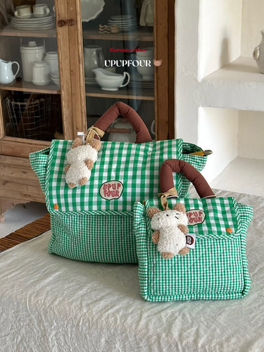 upupfour嘟嘟森林｜原创自制韩国多功能纯棉绗缝刺绣妈咪包亲子包