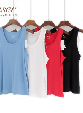 凯撒caser男士背心纯色莫代尔黑色白色大红色本命年AE60722