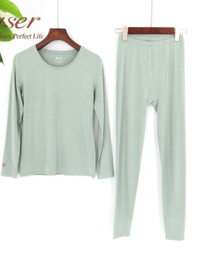 (尝鲜价)凯撒caser女士内衣BK60-2013暖姜轻肤绒圆领秋衣套装秋冬