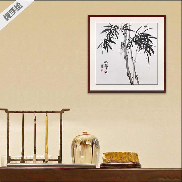 纯手绘手工中国画真迹字画房间挂画过道酒店书房禅意写意小品墨竹