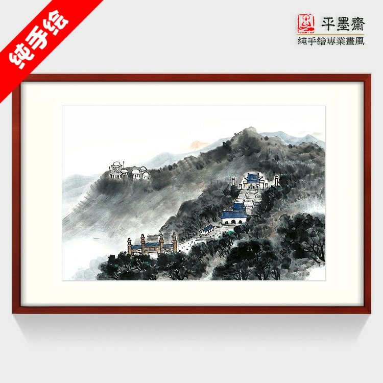 手绘中国画紫金山中山陵玄武湖秦淮河栖霞山南京金陵胜景独钓寒江