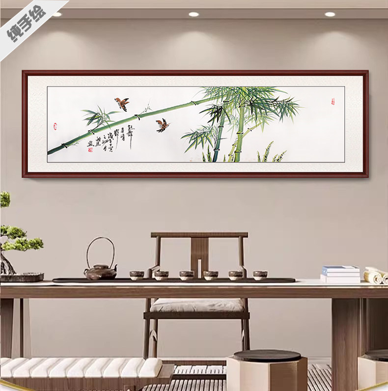国画专业纯手工现代客厅墨竹