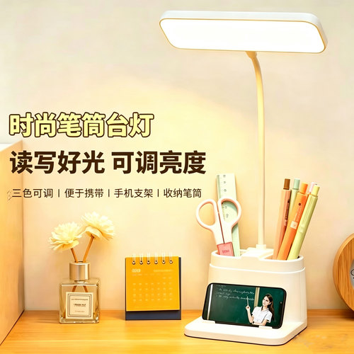 台灯书桌LED学习灯带笔筒可充电插电两用大学生宿舍灯儿童读写阅
