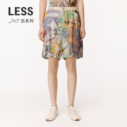【迅系列】LESS夏季度假风休闲短裤女丝绵印花阔腿裤2O4E13520