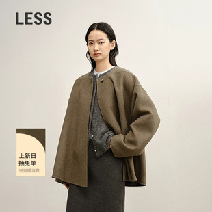 LESS冬复古廓形A版不规则领口含羊绒双面呢夹克大衣外套2PA817850