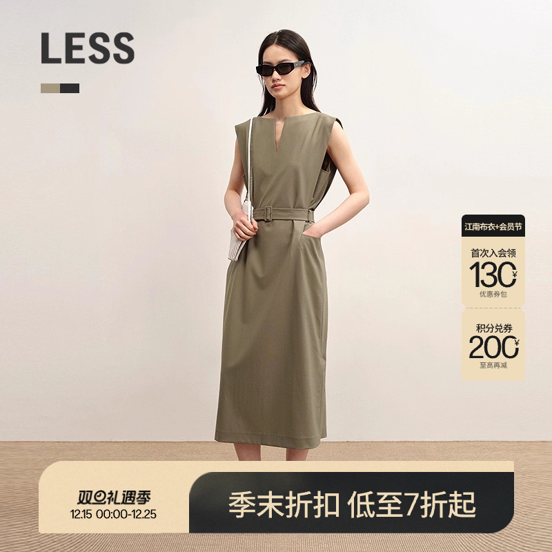 LESS通勤工装口袋无袖连衣裙