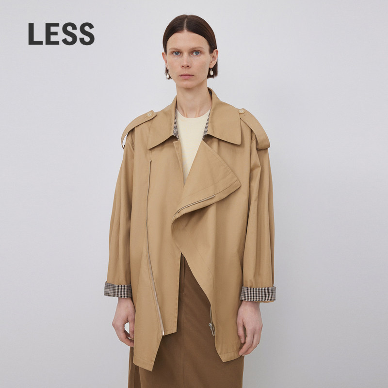 LESS春秋风衣女设计感斜门襟中长款夹克外套2N9610400,女装/女士精品,短外套,淘宝优惠券,粉丝福利购,淘宝优惠卷