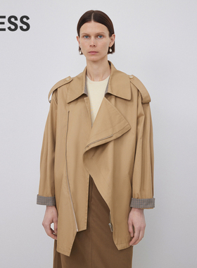 LESS春秋风衣女设计感斜门襟中长款夹克外套2N9610400