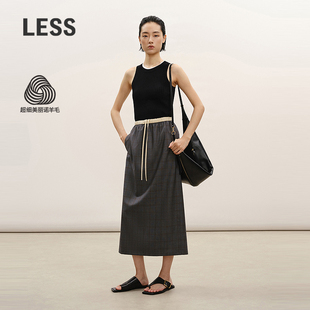 美丽诺羊毛通勤直筒半身裙2Q3D13840 LESS2026春新款 商场同款