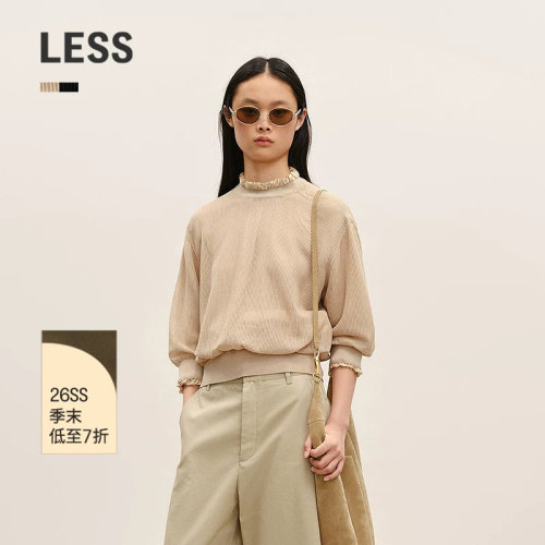 LESS圆领七分袖套头针织衫