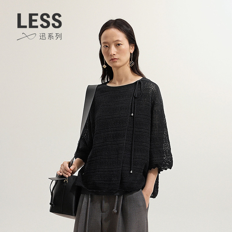 【XUN系列】LESS度假风针织开衫女镂空中袖肌理感短上衣2P8315490
