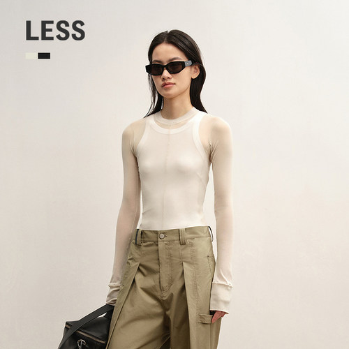 LESS修身网纱薄款长袖T恤女