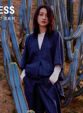 【迅系列】LESS和服款连衣裙女廓形宽松短袖V领牛仔裙2O4G13820