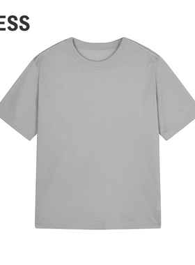 LESS全棉基础纯色T恤女通勤休闲圆领艺术印花宽松上衣2P3110060