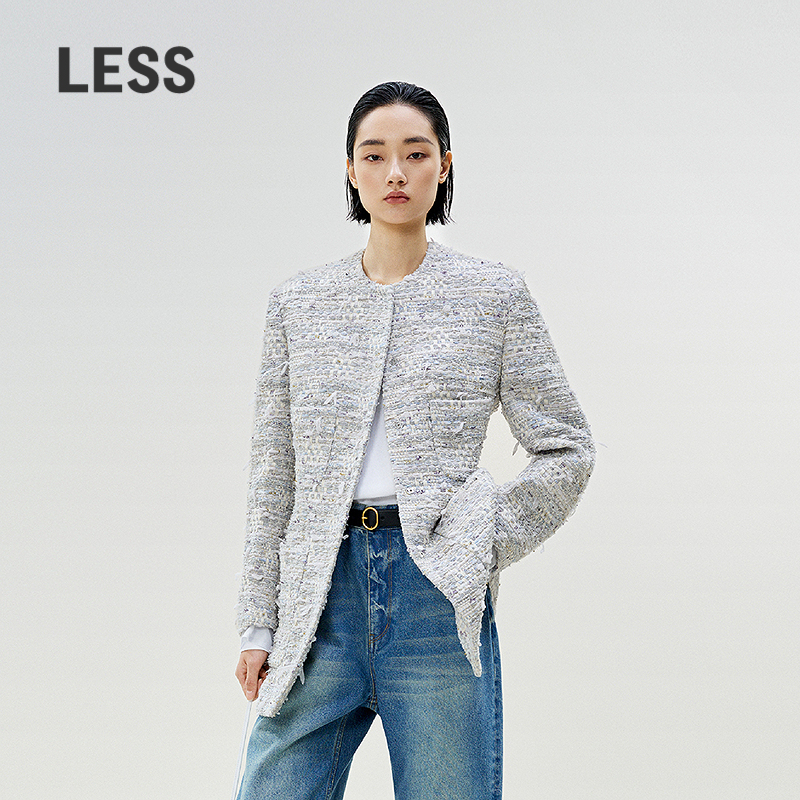 LESS进口棉提花小香风毛呢夹克女