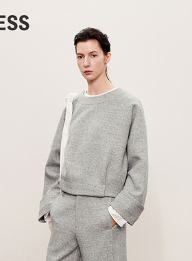 LESS春秋运动灰简约休闲外套女宽松圆领时尚套头卫衣2O9411570